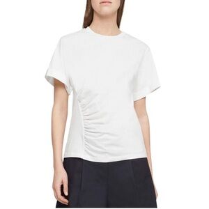 3.1 Phillip Lim Womens White 100% Cotton Gathered Tee Pullover Top Shirt small